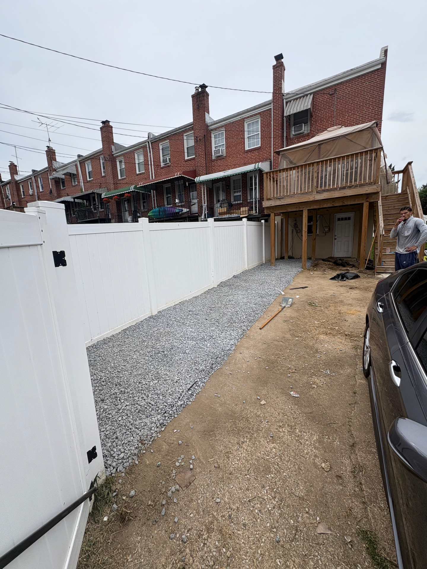 Fresh gravel yard installation